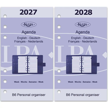6316-27-28 170 x 95 mm Personal Agenda de liant recharge complète set hebdomadaire en de fr nl 2027 2028